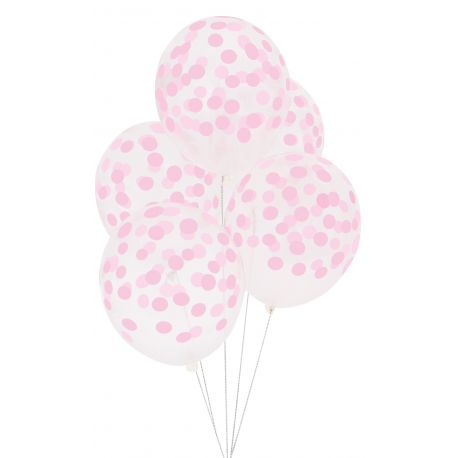 5 ballons de baudruche imprimés - Confettis roses