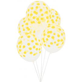 5 ballons de baudruche imprimés - Confettis jaune