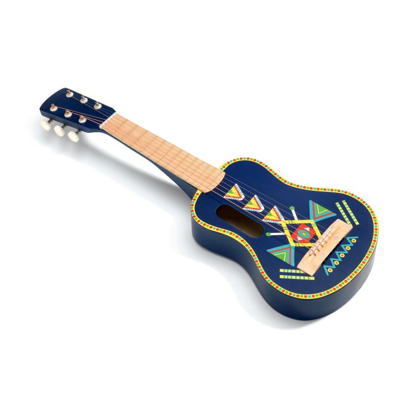 Poxl Guitare pour enfant Jouet pédagogique pour fille à partir de 3 ans 21 En bois 6 cordes 