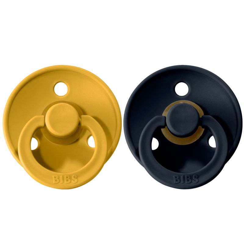 2pack moutarde bleu Mustard//Dark Denim BIBS Sucette en caouchouc Taille 0-6 Mois