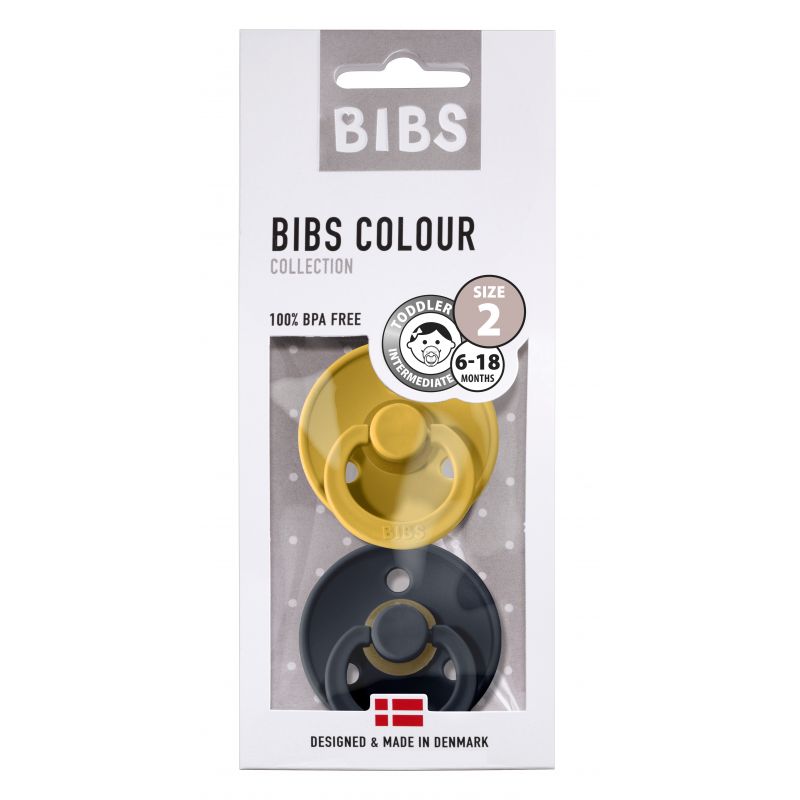 2pack moutarde bleu Mustard//Dark Denim BIBS Sucette en caouchouc Taille 0-6 Mois