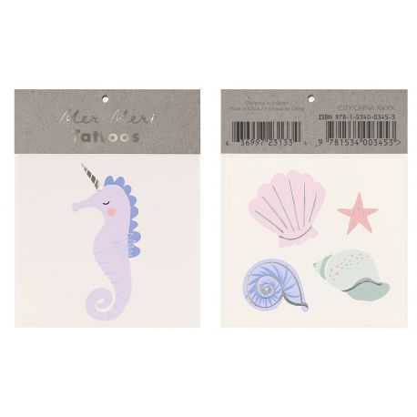 Tatouages temporaires - Seahorse & Shell
