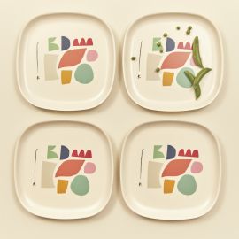 4 assiettes plates en bambou Gusto - Colour series
