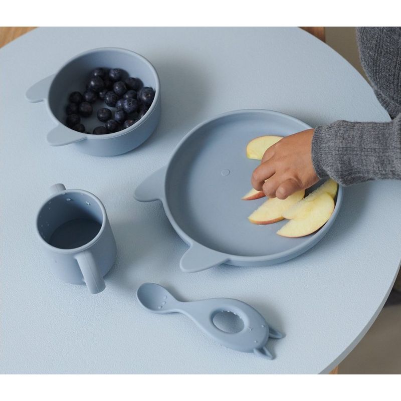 Set Repas En Silicone Vivi Lapin Sea Blue Le Petit Zebre