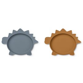 Assiettes Olivia - 2 pack - Dino blue wave & mustard mix