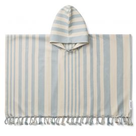 Poncho de plage Roomie - Y/D stripe: Sea blue/sandy