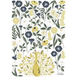 Planche de stickers A3 - Paon dans les fleurs