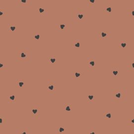 Papier peint - Minima - Black hearts - Terracotta