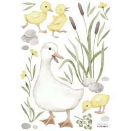 Planche de stickers A3 - Maman canard et cannetons