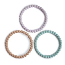 Set de 3 jouets de dentition Bracelets Lilac, Cyan & Soft peach