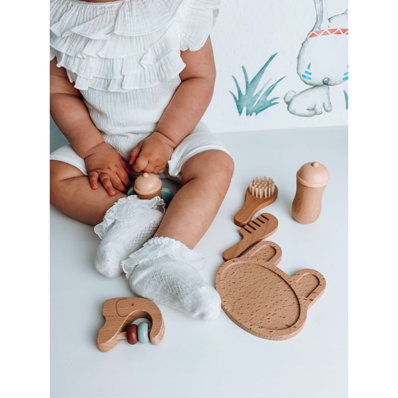 Set d'accessoires en bois pour prendre soin de bébé, Petit Monkey