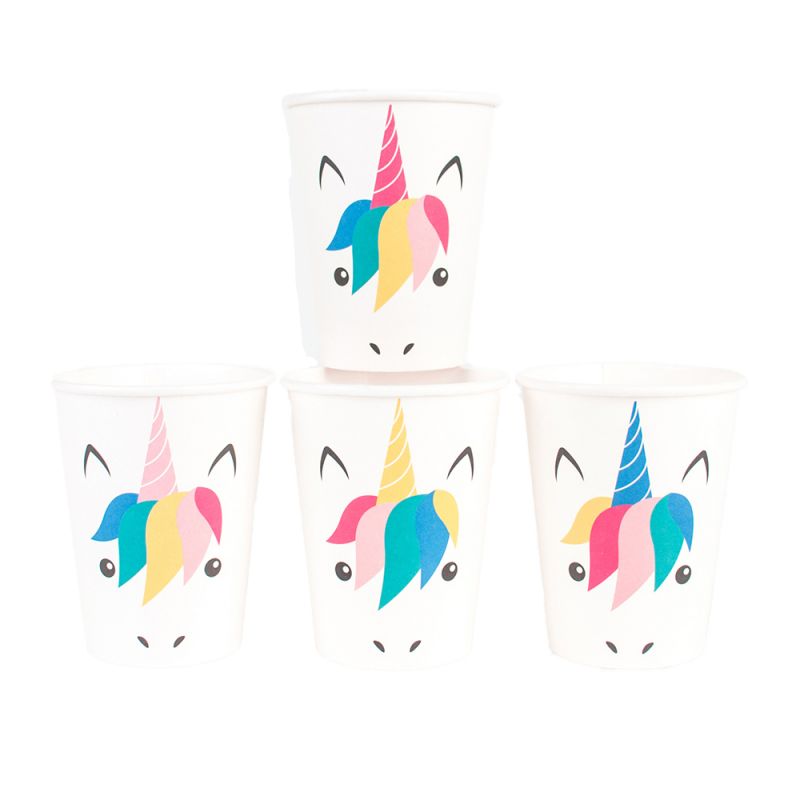 My little day - Set de 8 gobelets en carton - Mini licorne - Le