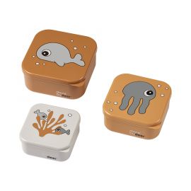 Lot de boÃ®tes Ã  collations - Sea friends - Moutarde & Gris - 3 pcs