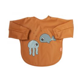 Bavoir Ã  manches - Sea friends - Moutarde & Gris