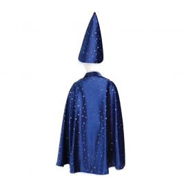 Cape de sorcier et chapeau - Glitter bleu