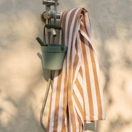 Serviette de plage Macy -Y & D Stripe: Golden caramel & White