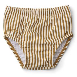 Slip de bain bébé Anthony seersucker - Y & D Stripe: Golden caramel & White