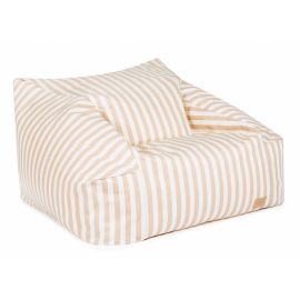 Fauteuil-pouf en twill Chelsea - 72 x 75 x 42 cm - Taupe Stripes & Natural