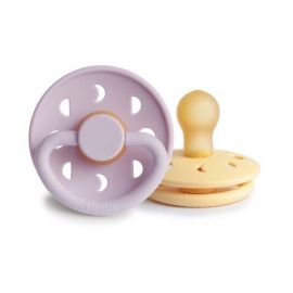 Set de 2 tétines FRIGG Moon en latex - Pale daffodil & Soft lilac