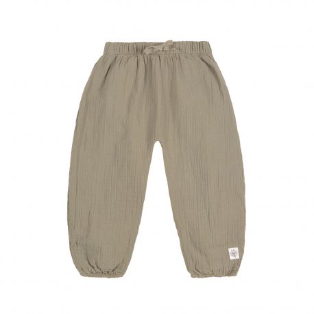 Pantalon en mousseline - coton biologique - olive