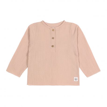 T-shirt manches longues en mousseline - coton biologique - powder pink