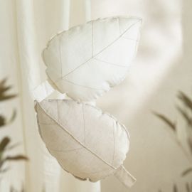 Lin français coussin feuille - Greige - 25x35 cm