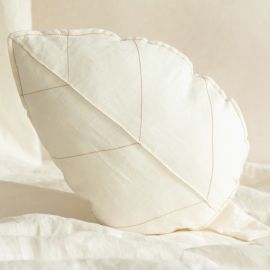 Lin français coussin feuille - Off White - 25x35 cm