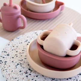 Assiette en silicone avec ventouse Bear - Mahony rose
