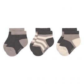 Socquettes anthracite & taupe - lot de 3 paires - GOTS