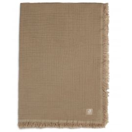 Couverture Berceau Muslin Fringe - Biscuit - 75 x 100 cm