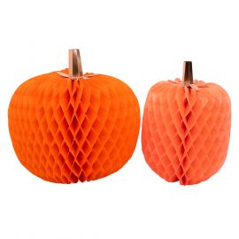 Lot de 2 déco Halloween - Honeycomb Pumpkins