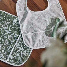 Jollein - Bavoir imperméable Botanical Nougat- lot de 2
