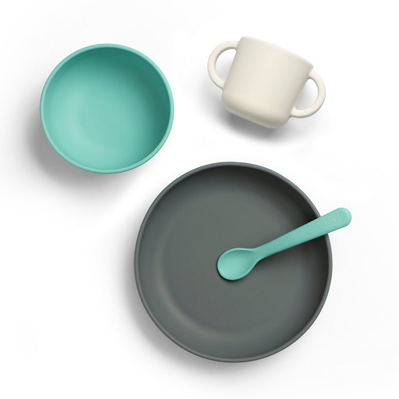 Ekobo - Set de vaisselle en silicone pour bébé - Lagon - Le Petit Zèbre