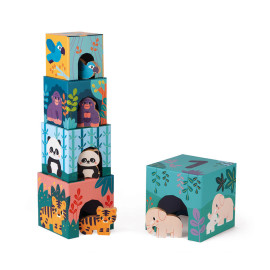 Cubes gigognes avec figurines animaux - Dès 12 mois - Janod