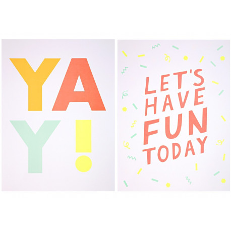 set de 2 affiches 'YAY!' & 'Let's have fun today'
