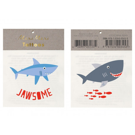 set de 2 tattoos requin 'jawsome'