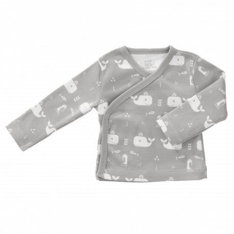 cardigan croisé bébé en coton bio 'Whale' gris cardigan croisé bébé en coton bio 'Whale' gris