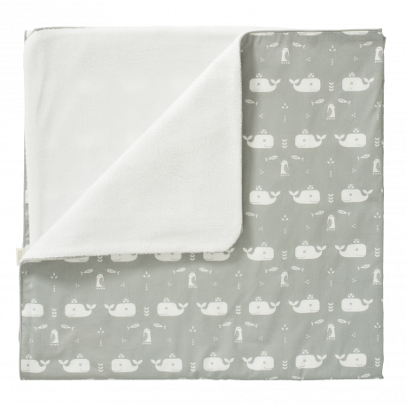 couverture lit bébé 'Whale dawn grey' 100x150