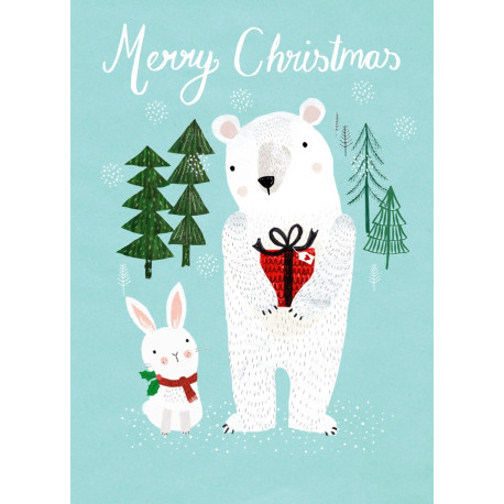 carte postale - merry x-mas polar bear