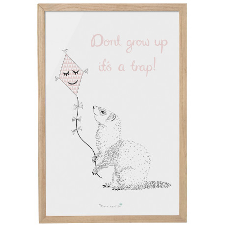 cadre avec affiche 'Don't grow up, it's a trap!' cadre avec affiche 'Don't grow up, it's a trap!'
