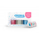 coffret 3 vernis Rose, Blanc nacré, Bleu ciel + lime