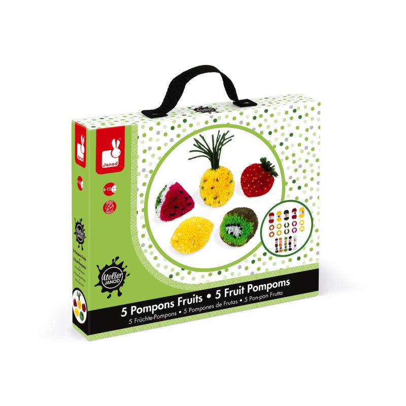 Janod - Kit créatif - Cinq pompons fruits - Le Petit Zèbre