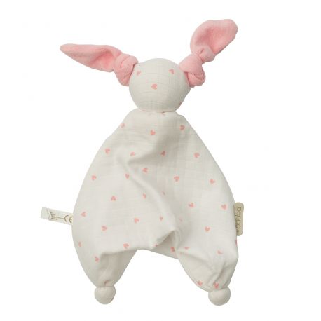 Doudou Floppy mousseline - Hearts white/pink (muslin/terry) Doudou Floppy mousseline - Hearts white/pink (muslin/terry)