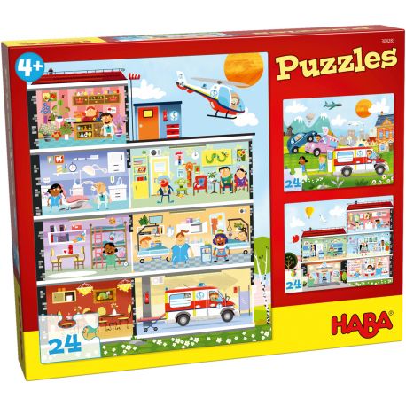 Puzzles 24 pièces - mon petit hôpital - 3 puzzles Puzzles 24 pièces - mon petit hôpital - 3 puzzles